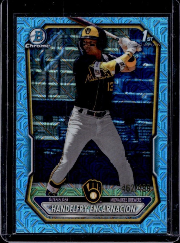 2026 Bowman Mega Box Handelfry Encarnacion Chrome Sky Blue Mojo Refractor #/499