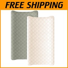 Waterproof Diaper Change Table Cover Set - Fog Green/Cream