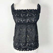 Women s Whimsigoth Black Lace Babydoll Tank Top Y2K Romantic Dark Fairy Size 1X