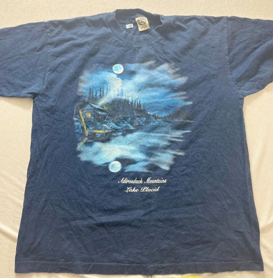 vintage adirondack mountains, lake placid t shirt size XL single stitch 