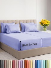 Extra Deep Split King Sheet Set - 7 Piece Breathable and Cooling Sheets - Hot...