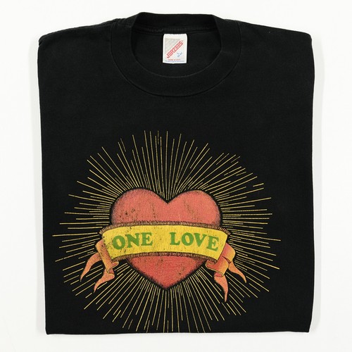 Vintage One Love Tattoo Heart Adult Cotton T-Shirt Large Bob Marley song RARE - Picture 3 of 8