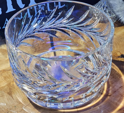 Vintage Bohemian Clear Cut Crystal 8"×5.5"TServing Bowl Heavy Beautiful Piece - Picture 16 of 17
