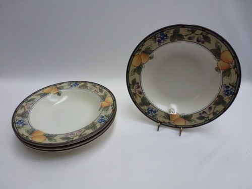 Mikasa Intaglio Garden Harvest 9-1/4" Rimmed Soup Bowls Set of 4 - Picture 3 of 3