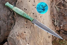 HANDMADE DAMASCUS STEEL BOOT KNIFE THROWING SURVIVAL Camel Bone Handle 1383