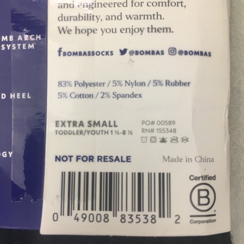 Set of 3 TODDLER YOUTH Bombas Calf Socks Size XS Bee Better Extra Small Black - Picture 5 of 7
