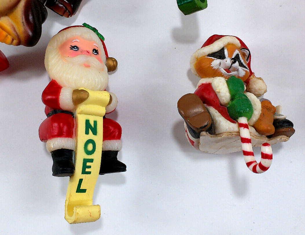 9 Plastic Christmas Stocking Holders Mickey Bears Snowman Dog Raccoon