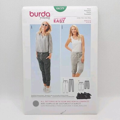 Burda 6659 Misses' Slim Leg Pants And Shorts Sewing Pattern Size 8-18 Uncut