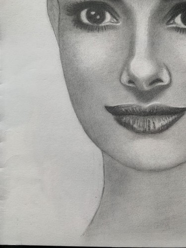Young Audrey Hepburn Pencil Charcoal Drawing Original - Picture 10 of 10