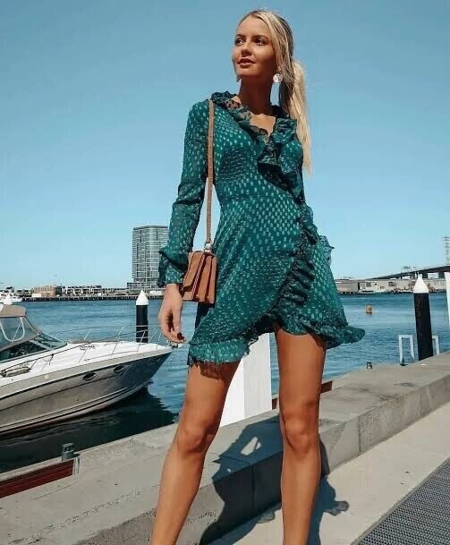 KOOKAI SWEET PEA WRAP DRESS DARK GREEN - Sz 40 AS NEW! | eBay UK