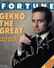 Michael Douglas Signed Auto Wall Street Fortune Replica Magazine Prop Photo BAS