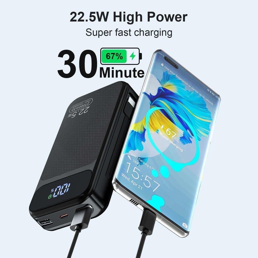 22.5W 27000mAh PD 4.0 QC 4.0 Fast Charging Travel Power Bank