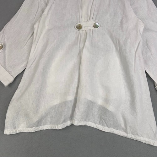 Sigrid Olsen Jacket Womens Large White Coastal Resort Preppy Minimal 100% Linen - Picture 8 of 16