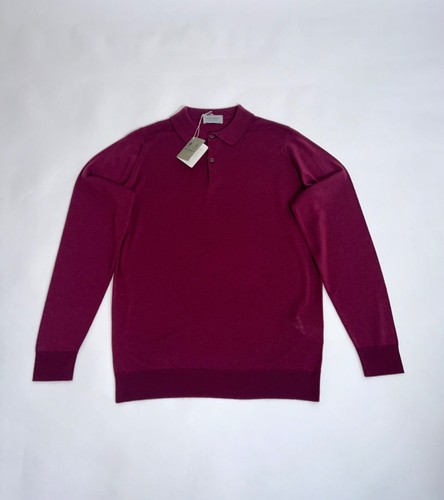 John Smedley Men's Knitted Polo Shirt Camden Knit Button LS Merino Wool England - Picture 5 of 25