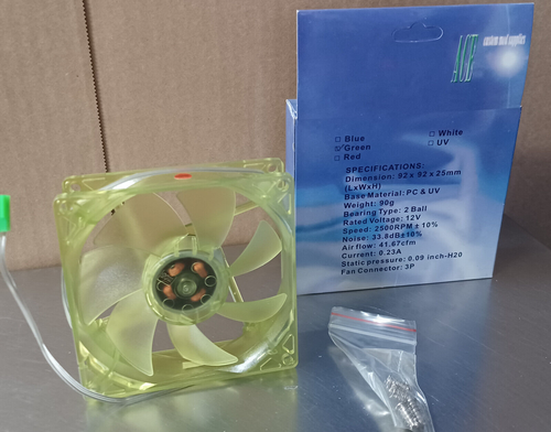 ACE custom mod supplies 92mm Green Case Fan ACE-92-UG 3Pin - Picture 2 of 3