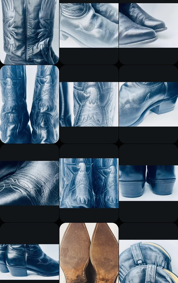 Botas vaqueras Boulet Western para hombre de cuero negro Canadá - talla 9,5 2E Foto 2 de 4