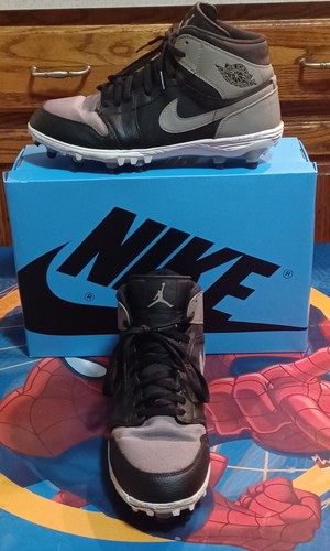 Nike Air Jordan 1 Mid TD Gray Football Cleats AR5604-002 Mens 10.5 Shadow🔥👀🏈