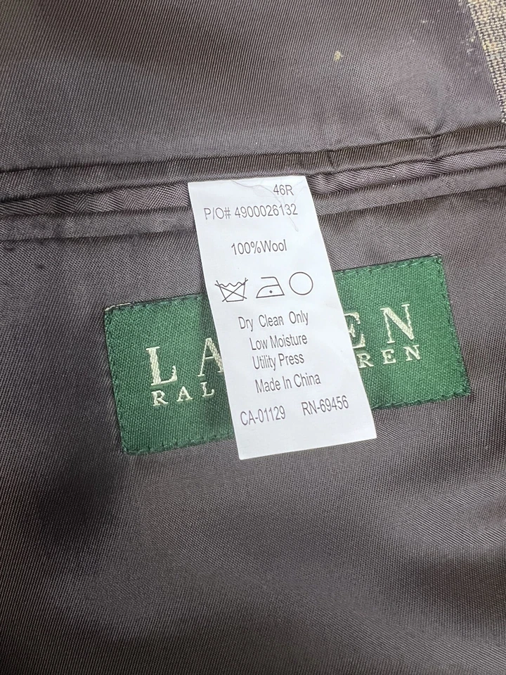 Blazer Lauren Ralph Lauren Para Hombre Lana 46R Marrón Cuadros Foto 4 de 4