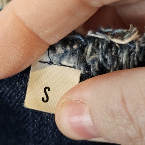 Vintage Farmcore Womens Small Denim Frayed Patchwork Jacket Cows Upcycled - Picture 17 of 17