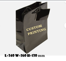 30Pack Personalized Name Print Black Gloss Laminate Paper Tote Bag Wedding Party