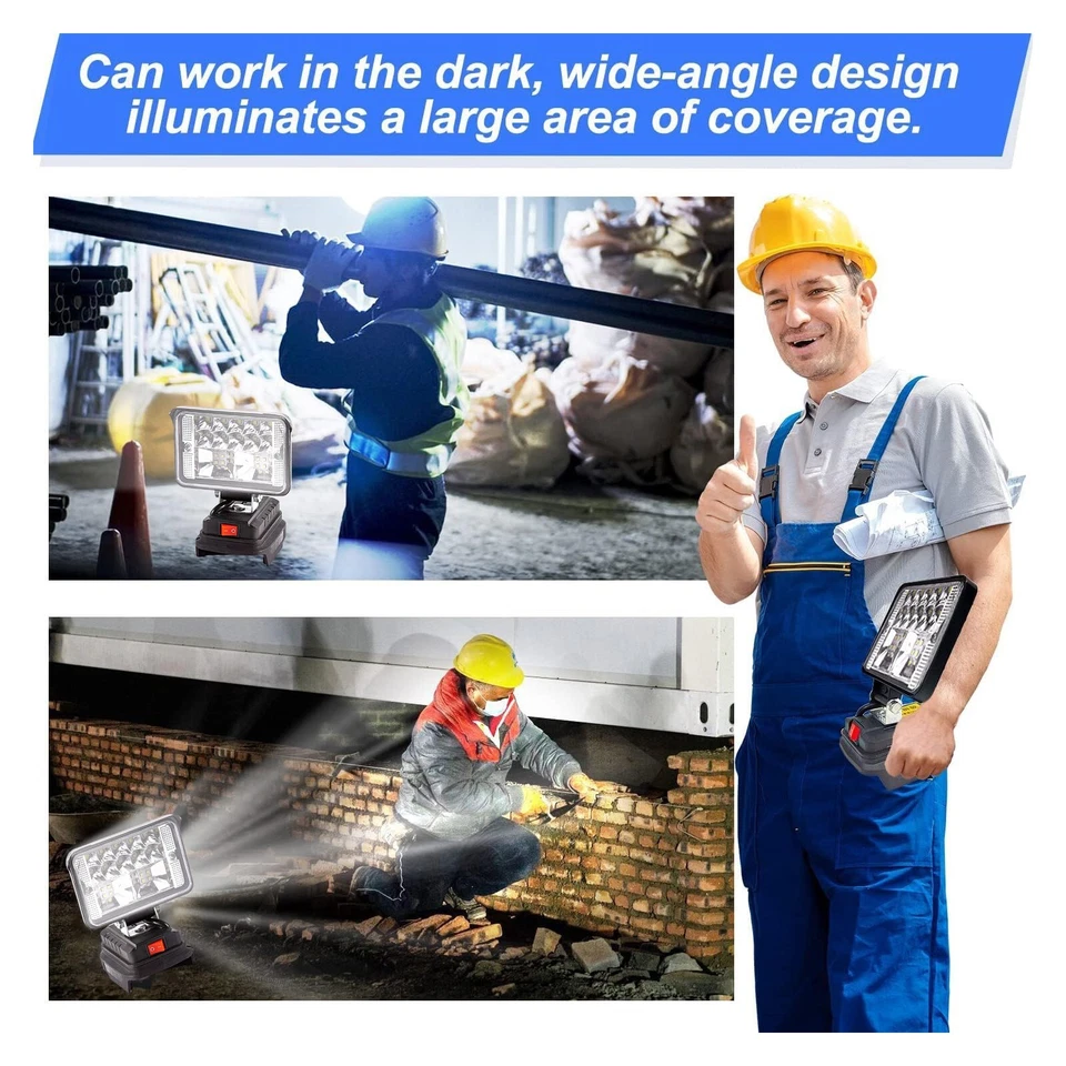 90W LED Arbeitsleuchte Für Makita Liion Akku 18V Baustrahler Aufladbar Flutlicht - Bild 3 von 4