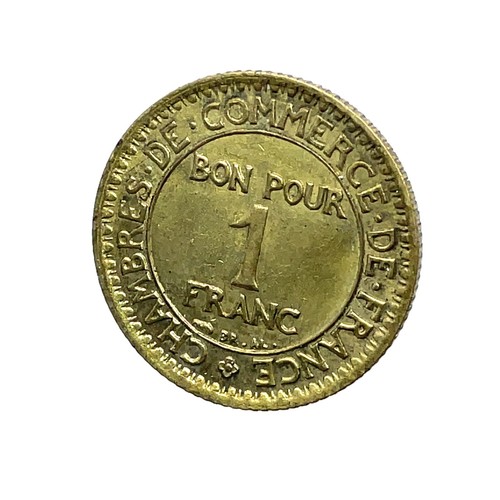 FRANCE, 1923, 1 FRANC, ALUMINUM BRONZE COIN. BU. KM#876 - Picture 2 of 8