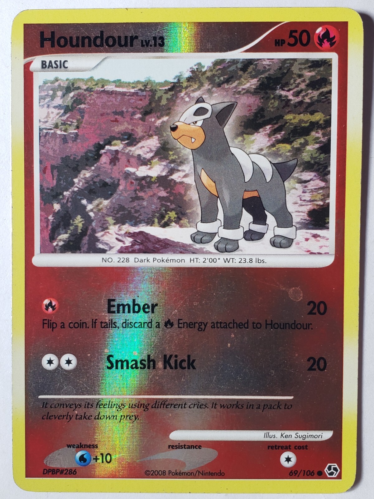 REVERSE HOLO Houndour 69/106 LP / VLP - Great Encounters Pokemon Card