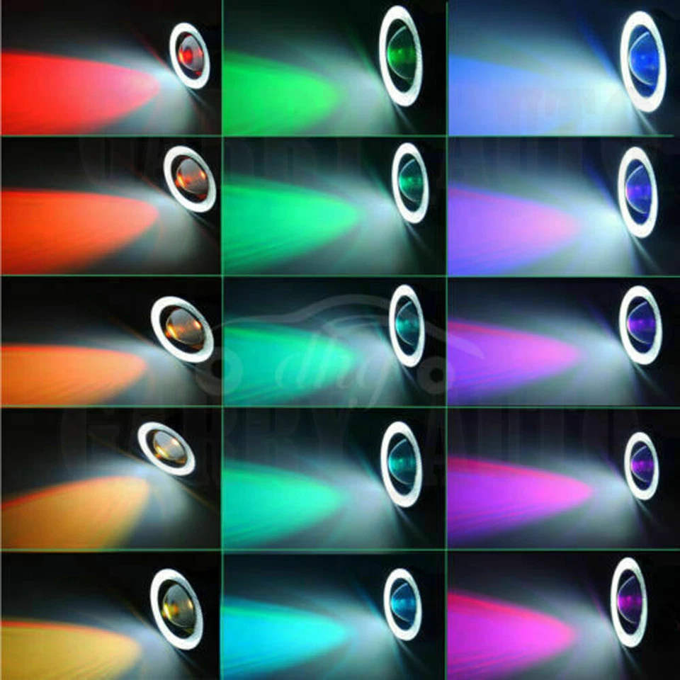 2x 3.5" Universal 12V Retrofit LED RGB Halo Angel Eye Projector Lamp Fog light - Изображение 4 из 4