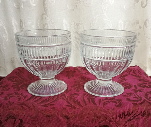 2er Set ~ Vintage Anchor Hocking Annapolis Eisbecher Gläser mit Fuß