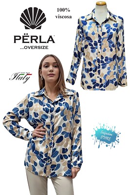 PERLE OVERSIZE Vanna Damen Hemd bequem 100% Viskose Made in Italy