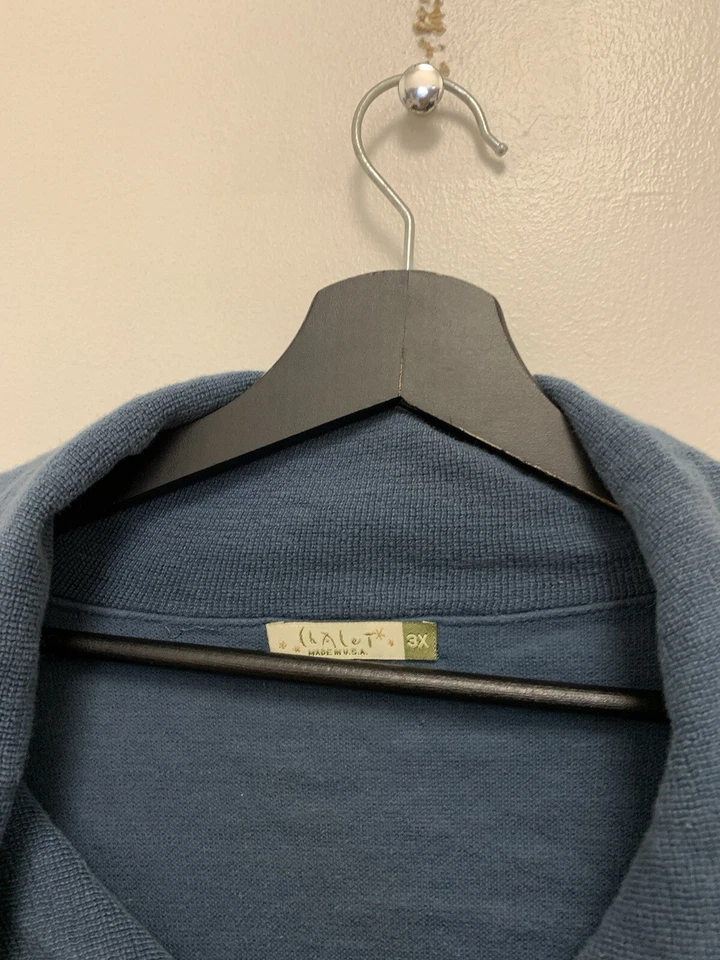 Suéter Cárdigan Chalet Algodón Turquesa Sólido Grande con Botones Asimétricos 3X Foto 3 de 4