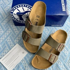 New Birkenstock Arizona Birko-Flor Stone sandal Narrow Cork Sole W/M/EU