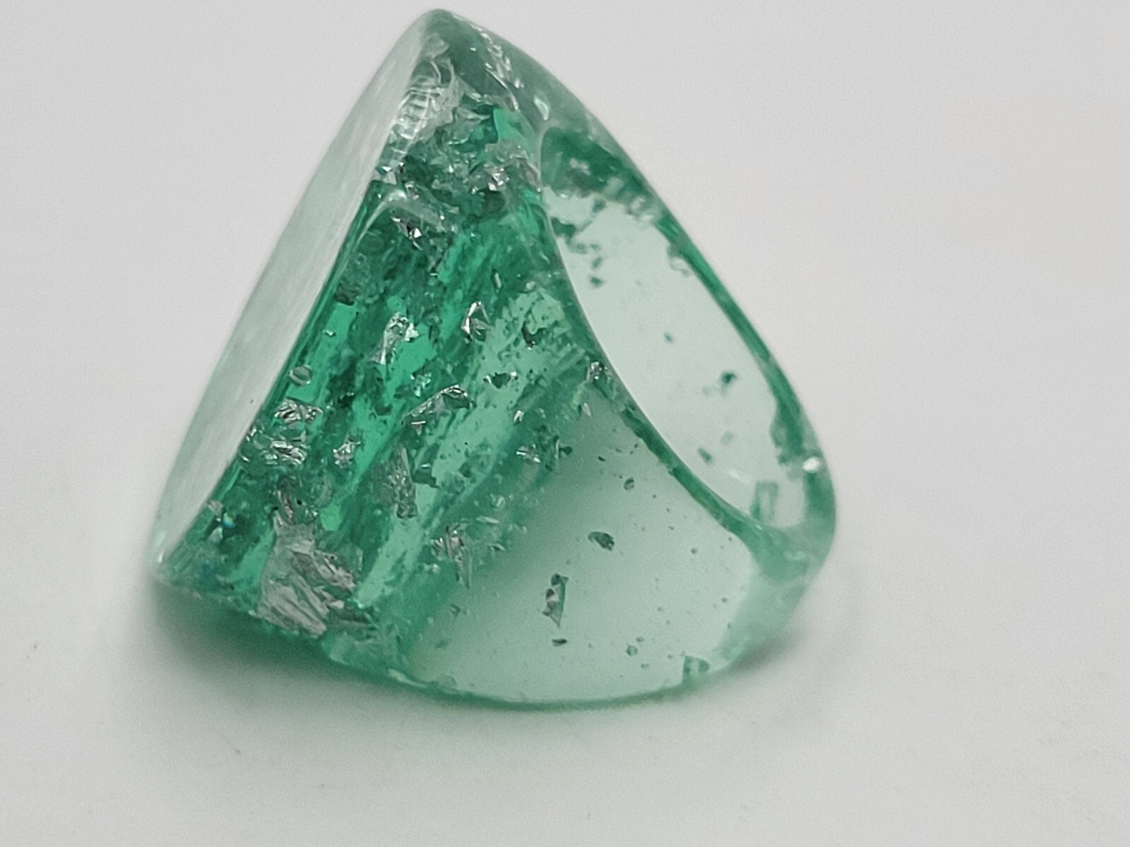 Green Translucent Silver Flake Chunky Resin Plast… - image 4