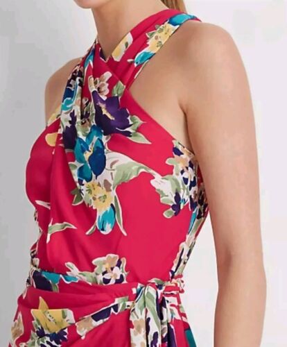 Lauren Ralph Lauren Floral Georgette Halter Dress Pink Floral Size 12 NWOT - Picture 3 of 5