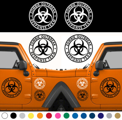 Zombie Outbreak Response Team Car Truck Decal Set of 2  Sign Door Fender Sticker