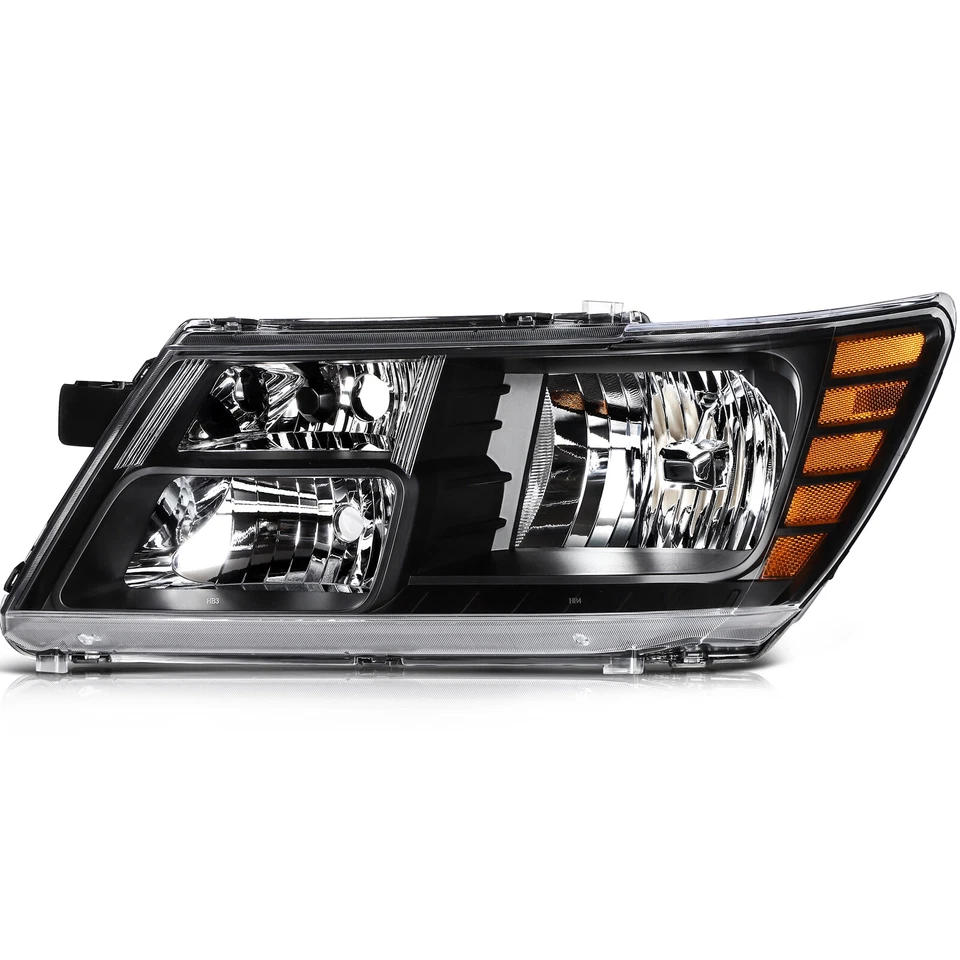 Headlights Assembly Left+Right For 2018-2009 Dodge Journey Black Housing Pair - Image 3 of 4
