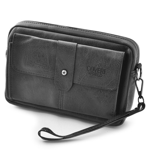 COVERI borsa firmata a mano uomo 2in1 Pelle vintage Pochette a Mano Da Polso - Imagen 7 de 8