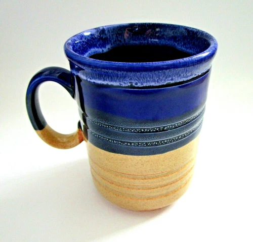 Vintage KILNCRAFT Ironstone Staffordshire England Blue & Yellow Mug Coffee Cup