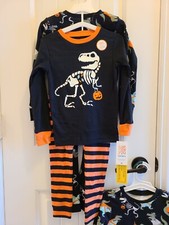 Carter's 4 Piece Glow in the Dark Dinosaur T-Rex Halloween Pajama Set Size 4T