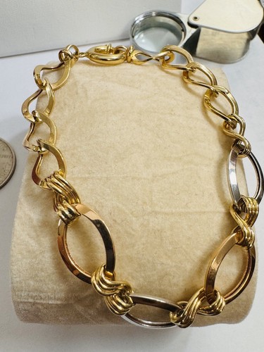 18K 750 Rea Finel Gold Cuban Curb Tricolors Bracelet 7.5” Long 9mm 5.6g - Picture 20 of 24