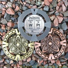 WPt - Chemistry of Geocaching Geomedal Geocoin 2.5", Cutouts, Antique Finish 