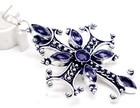 925 Sterling Silver Purple Amethyst Gemstone Jewellery Cross Pendant Size-3