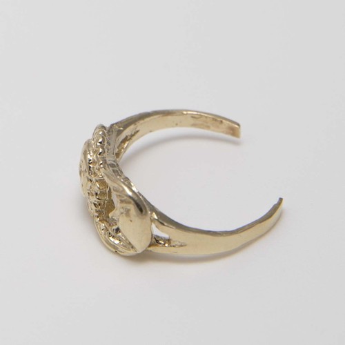 Lune & Soleil Visage Orteil Bague Véritable Solide 10K or Jaune - Picture 2 of 5