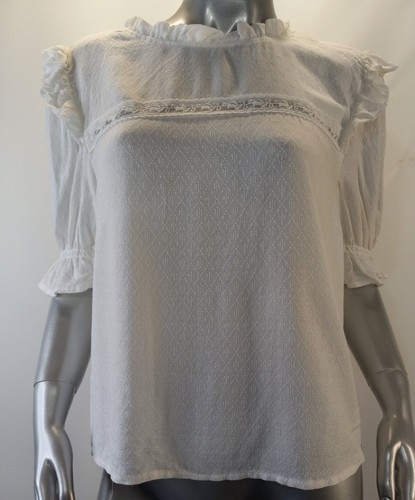 Wild Fable Gr. Large Shirt Elfenbein kurze Rüschenärmel Boho Viskose Neu - Bild 1 von 7