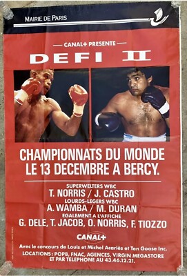 TERRY NORRIS VS JORGE CASTRO BOXING POSTER 1991 PARIS ORIGINAL HUGE 46 x 69 