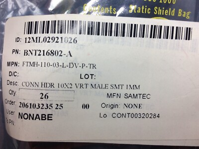 FTMH-110-03-L-DV-P SAMTEC CONN HEADER SMD 20POS 1MM 4 PCS | eBay