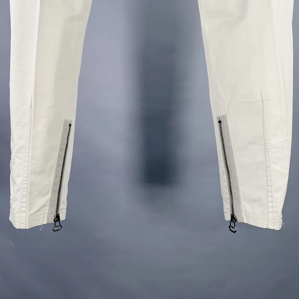 LANVIN Size 32 Ivory Cotton Ankle Zip Flat Front Dress Pants - Image 4 of 4