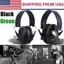 Black/Green Electronic Soundproof Ear Muffs Hearing Protect Denoise Headphones