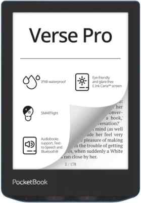 PocketBook Verse Pro Azure 1072x1448 6'' E Ink 16GB 1500 mAh Wi-Fi Bluetooth