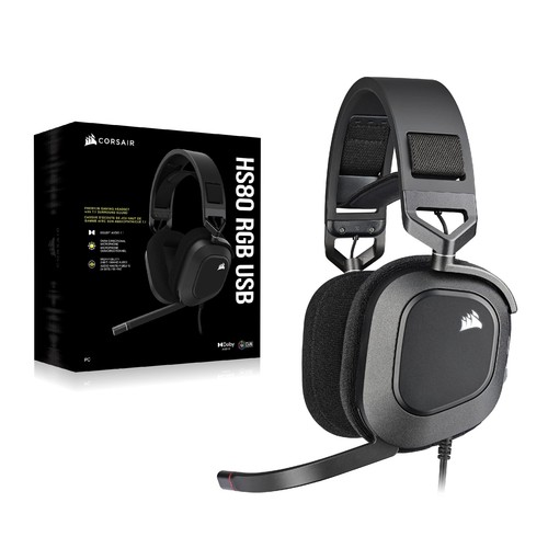 Corsair HS80 RGB USB Gaming Headset with Dolby 7.1 Surround & Omni Mic, Carbon. - Picture 10 of 10